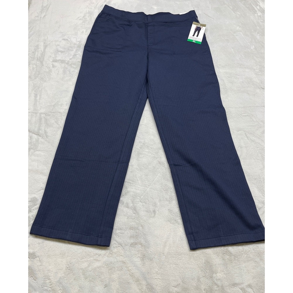 Mondetta Womens Straight Leg Pants XL Blue Herringbone Recycled Stretch Workwear